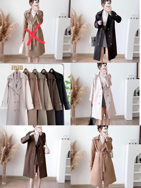 Autumn Full Sleeves Double Breasted Long Trench Coat